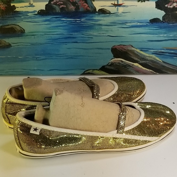 Converse one star sparkly gold slip on shoes S 5.5 - Picture 4 of 7